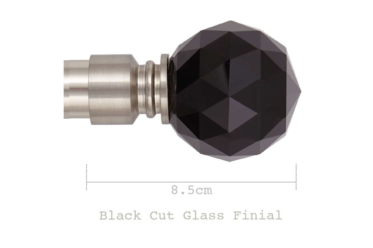 Black Cut Glass Finial